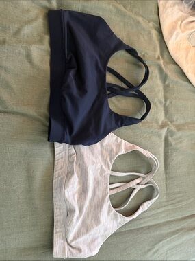 Women’s Double-Strap Sports Bras - Navy and Light Gray